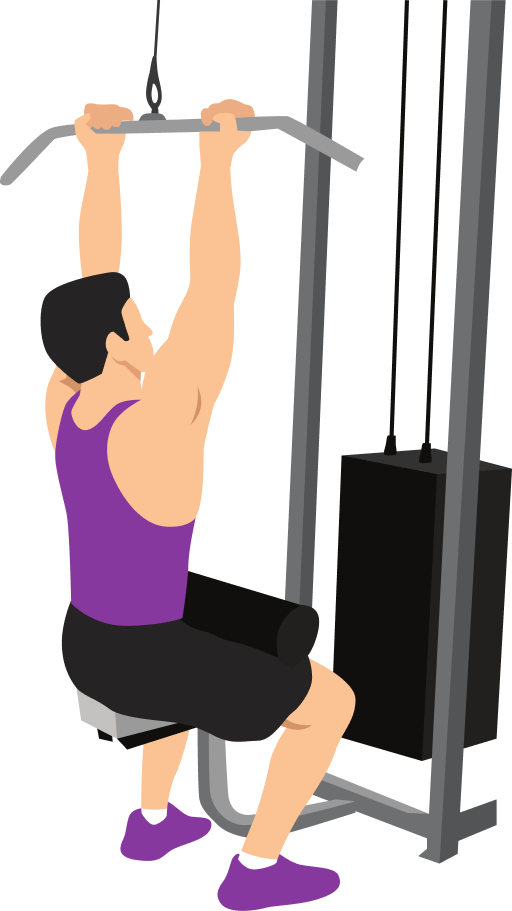 Illustration of the Close Grip Lat Pulldown